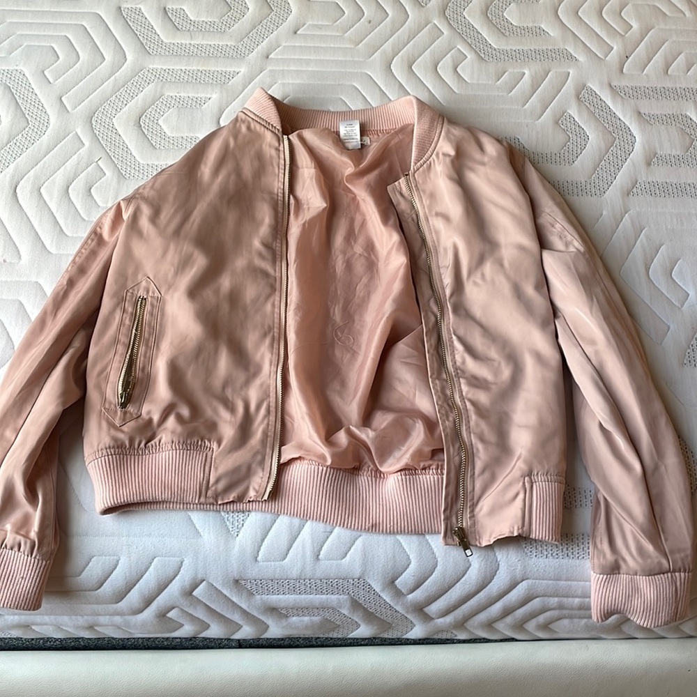 pink jacket size small zip up with pockets
